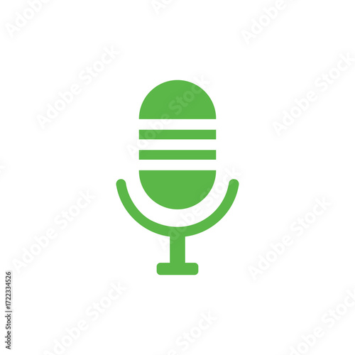 Simple green microphone icon representing audio recording and voice communication