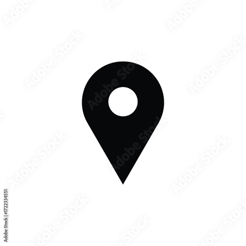 Simple black map pin icon representing location or destination