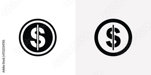 Two simple black and white dollar sign coin icons