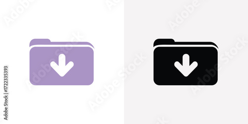 Purple and black folder icons with downward arrow for download or save actions