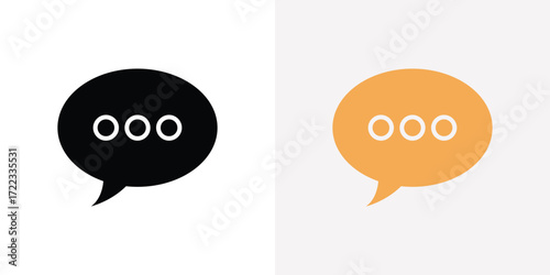 Two speech bubbles one black one orange showing ellipsis dots
