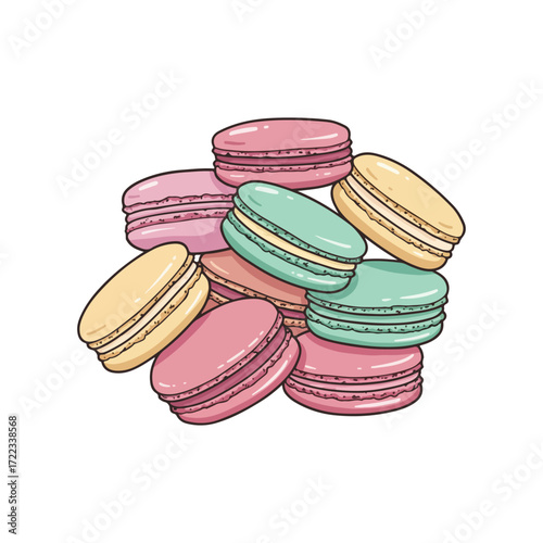Colorful Realistic Vector Illustration of French Macarons

