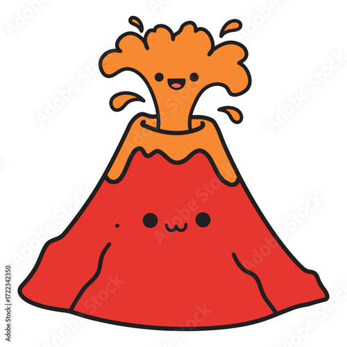 Adorable kawaii cartoon rain cloud character with a happy smiling face and falling raindrops. Cute weather mascot illustration