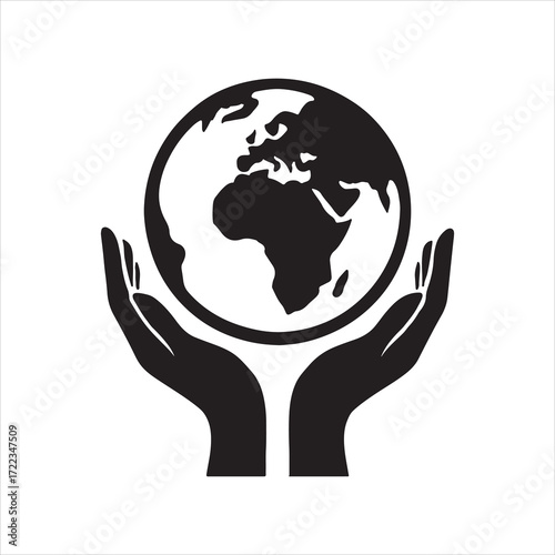 Caring Hands Symbolically Holding the Earth Globe Depicting Preservation Conservation and Global Sustainability with Focus on Environment and Planet Protection for a Better Future