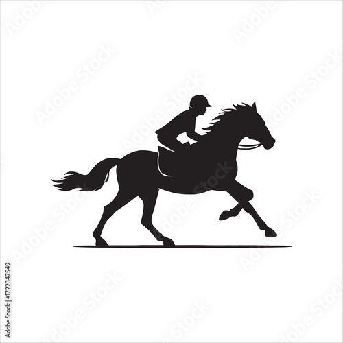 Equestrian Sport Silhouette Depicting a Horse and Rider in Action Creating a Timeless and Dynamic Design Illustrating Power and Precision
