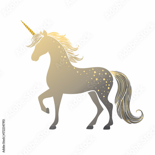 Subtle unicorn design in muted brown and dusty tones with shimmering metallic accents