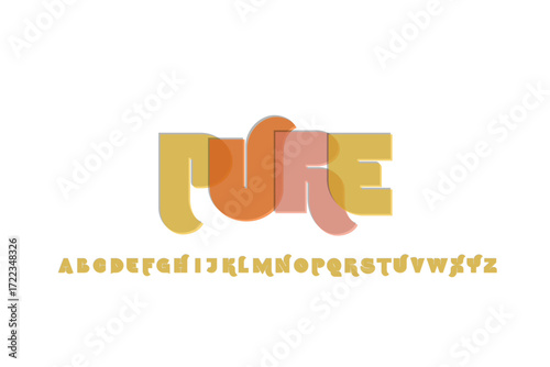 Colorful abstract letters spelling the word pure with alphabet below