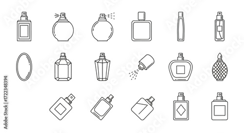 Simple line art icons depicting various ice cream cones, scoops, and desserts, including one location pin.