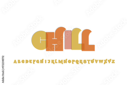 Retro style chill font with alphabet letters below