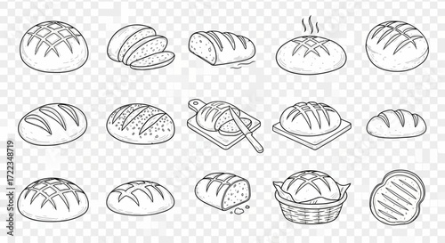 Simple line art icons depicting various ice cream cones, scoops, and desserts, including one location pin.