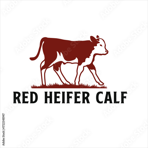 Vector art of red heifer calf logo