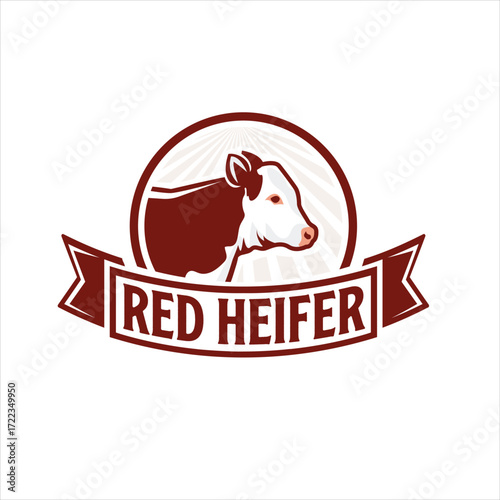 Vector art of red heifer logo
