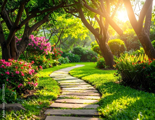 Sunlit garden path