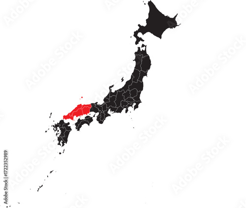 Chūgoku Island Region on Japan Map