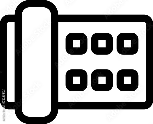 Simple outline icon of a classic telephone handset. Ideal for call, communication, hotline, and contact related designs