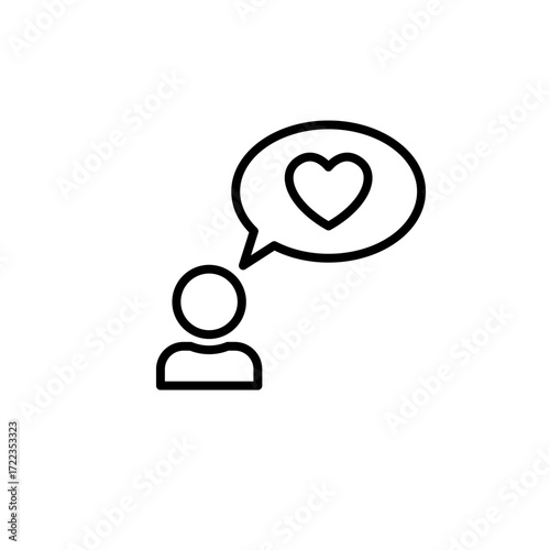 Simple Icon of a Person Thinking of Love, Representing Affection and Romantic Thoughts