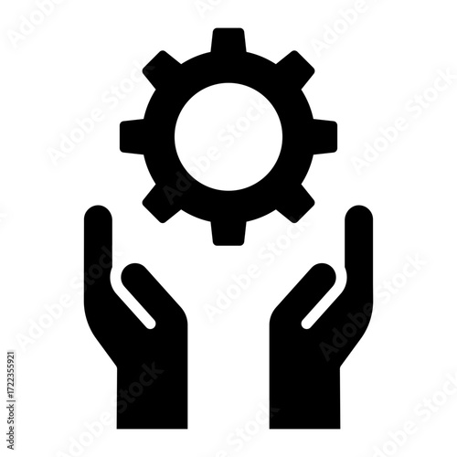 mechanical support glyph icon with gear hands used for helping operation