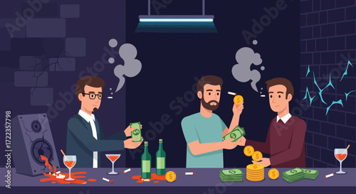 A Nightclub Scene Depicting the Cost of Bad Habits.