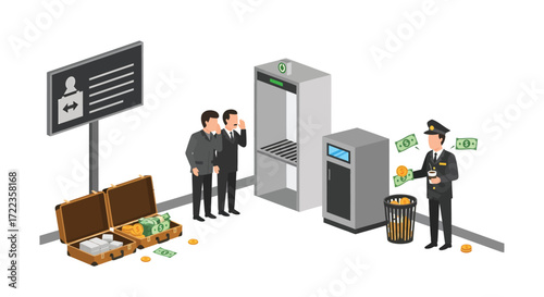 Airport Security Officials Witnessing Smuggled Money.