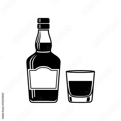 Whiskey Bottle with Glass Icon
