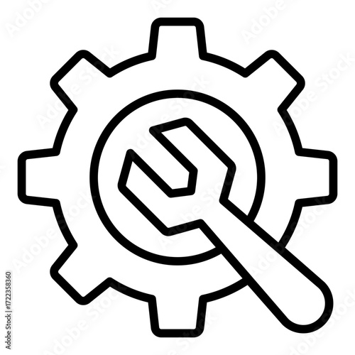 maintenance gear outline icon with wrench used for repair in construction site