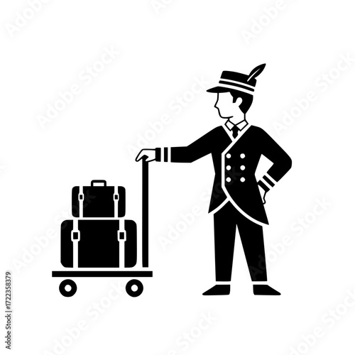 Hotel Porter with Luggage Icon