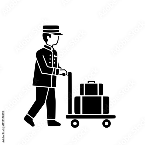 Hotel Porter Pushing Luggage Icon