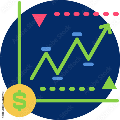 swing trading icon isolated on white background. vector illustration icon for market fluctuation
