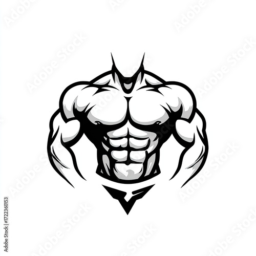 Muscular torso graphic, black and white (1)