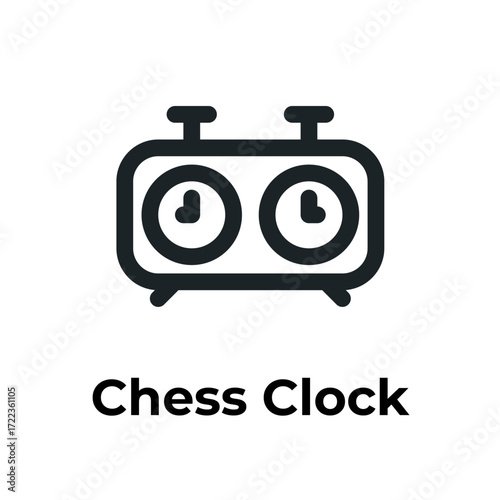 Minimalist vector icon of a dual-faced game timer, essential for managing time in strategic board games. Symbolizes critical thinking, fair play, and competitive intellectual challenges