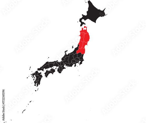 Tōhoku Region on Japan Map