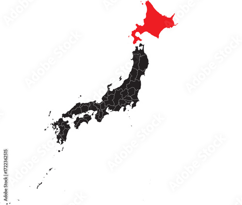 Hokkaido Region on Japan Map