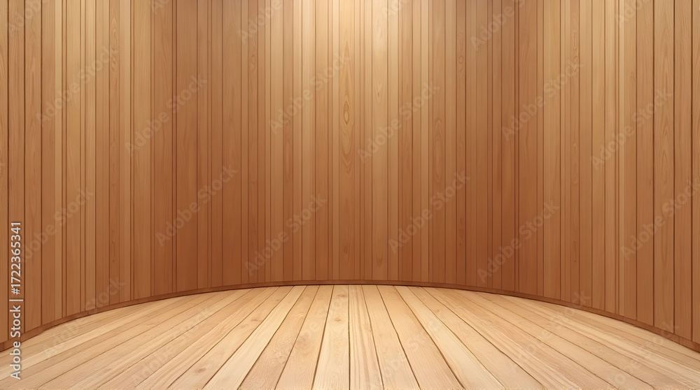 Naklejka premium Minimalist wooden planks interior background for product display or architectural visualization, simple design