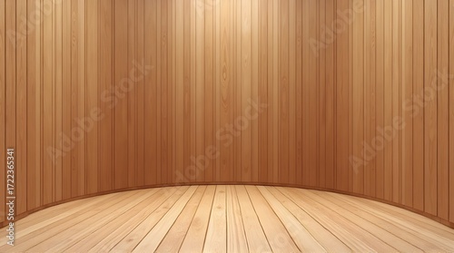 Minimalist wooden planks interior background for product display or architectural visualization, simple design