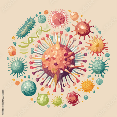 . Colorful Bacteria Illustration