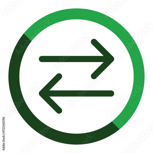 Circular icon with two opposing arrows inside