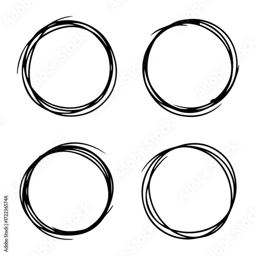 Hand drawn abstract circle frame sketch design element for decoration