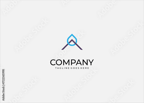 Water drop mountain peak logo icon abstract nature symbol eco environment outdoor adventure hiking travel clean modern vector design.
