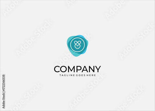 Abstract infinity heart logo design connection unity symbol modern circle shape blue minimal geometric love harmony balance continuous.