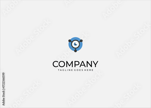 Eye network vision technology logo design security surveillance innovation futuristic connection abstract symbol digital monitoring system modern intelligence.