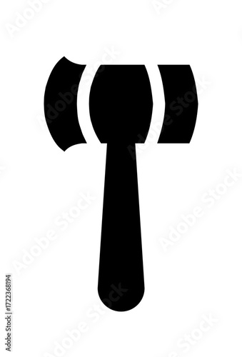 A solid abstract hammer. A simple icon of a hammer. A stylized gavel or mallet.