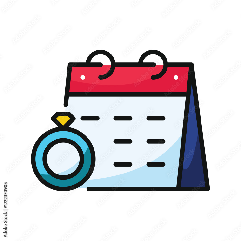 Calendar with ring icon