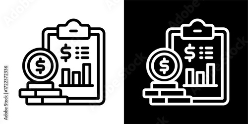 Financial Report icon of a flat style vector 