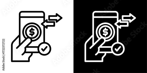 Transfer Money icon of a flat style vector 