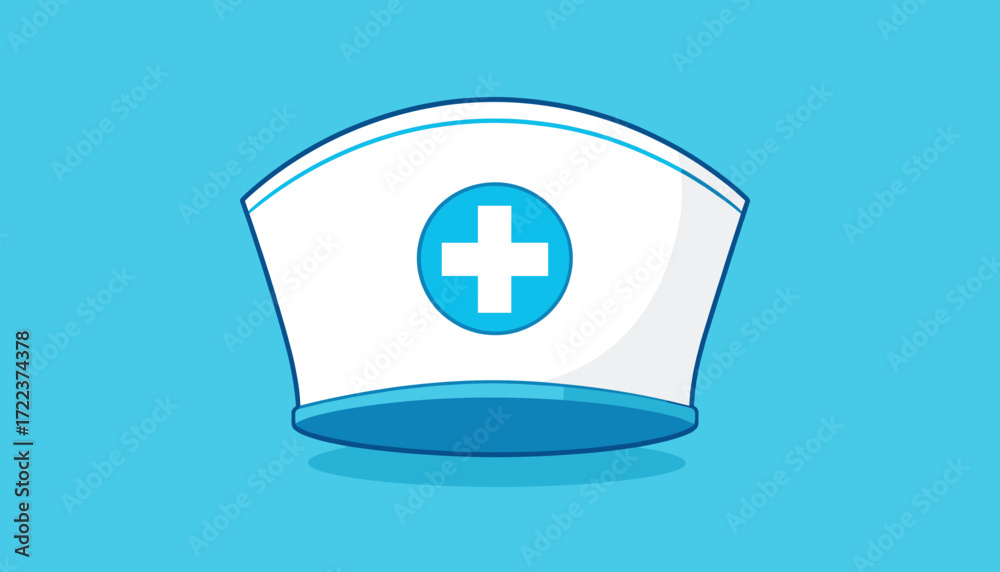 Fototapeta premium White nurse hat with blue cross