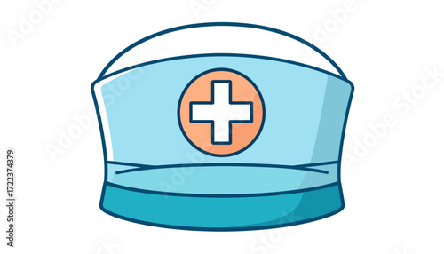 Cartoon nurse cap with medical cross symbol
