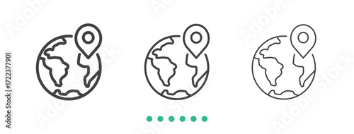 World location icon. Thin line icon vector