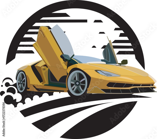 Car logo with doors opening upwards.eps