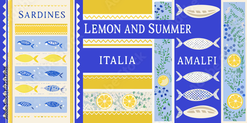 Italian summer scene with sardines lemons and amalfi coast vibes