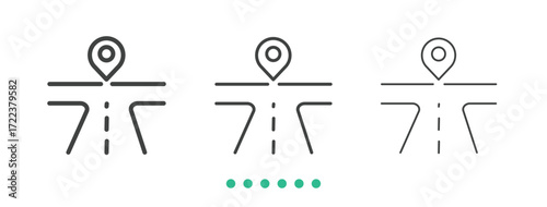 Junction location icon. Thin line icon vector